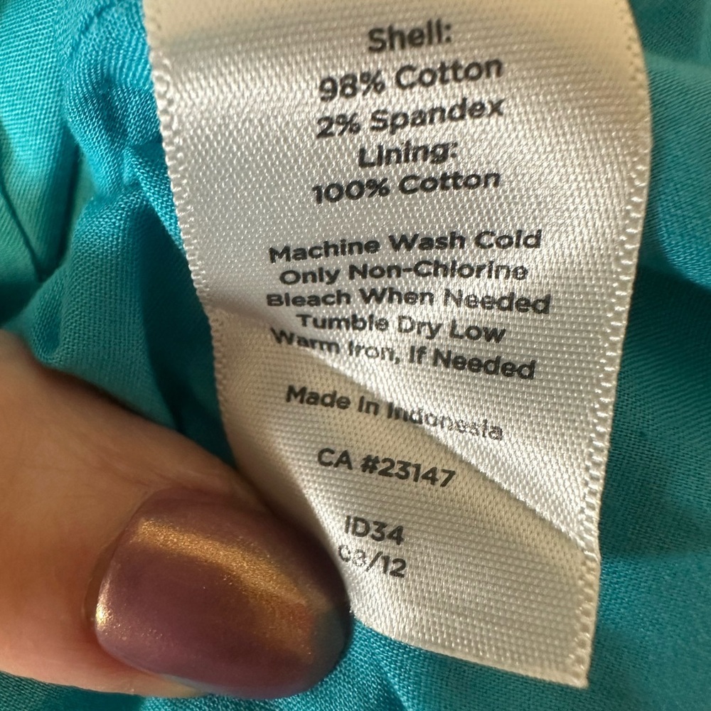 Talbots Turquoise/Teal Polka Dot, Pleated A-Line, Fit & Flare, Lined, size 4P - Picture 4 of 5